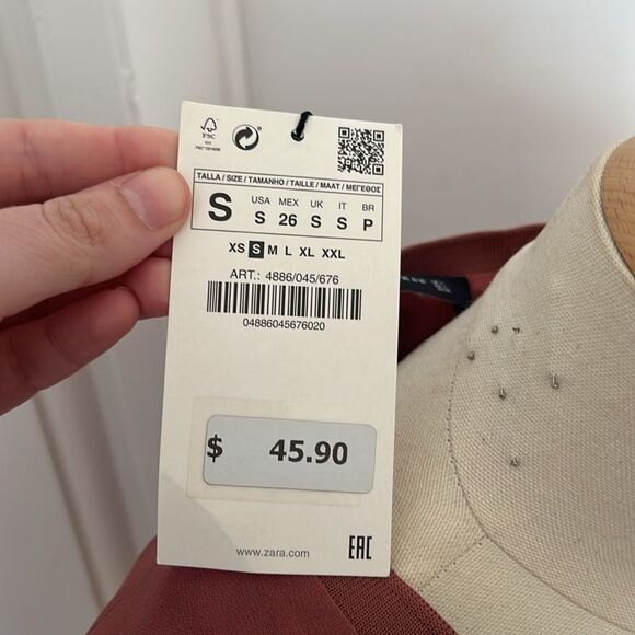 Zara Women's V-Neck Blouse - Mauve NWT - Picture 5 of 7